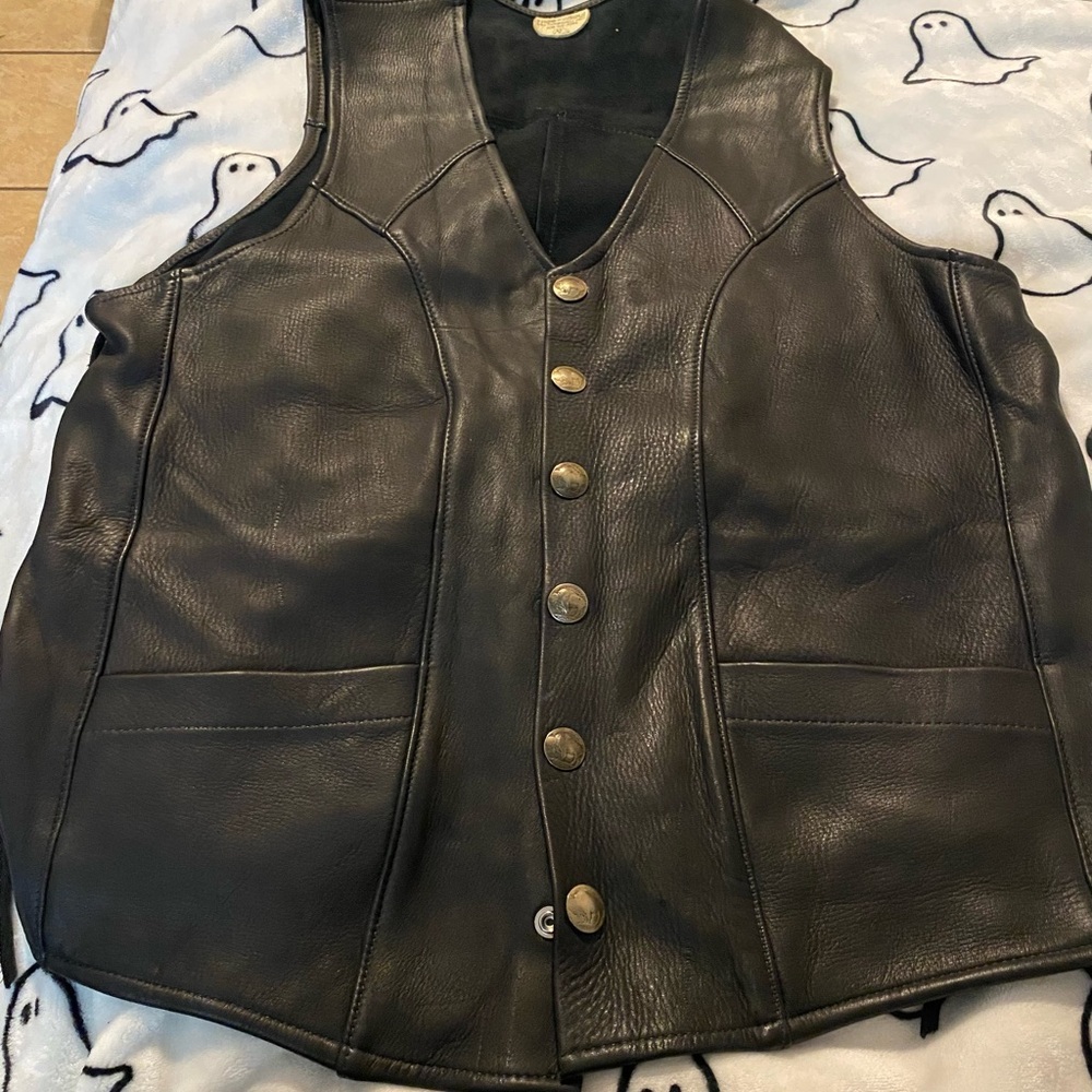 Men's Black Leather Vest